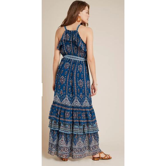 Anthropologie Sasha Boho Ruffled‎ Maxi Dress Pockets Size  XS - Picture 2 of 11
